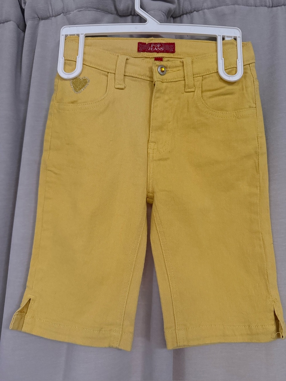 90’s Vintage Pop jeans, Girls Yellow Denim Shorts Size 6X - Picture 1 of 8